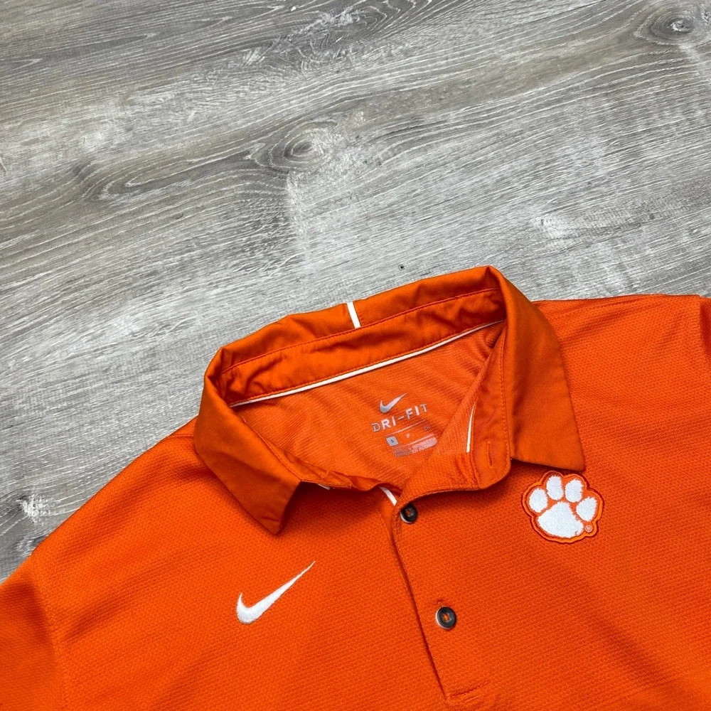 Nike Shirt Clemson Tigers Polo Mens S Orange Dri-FIT Polyester NCAA Golf Fan - Picture 2 of 8